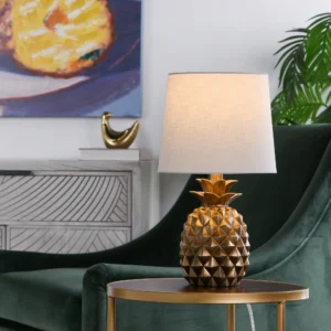 Distressed Pineapple 17” Table Lamp with Empire-Style Shade